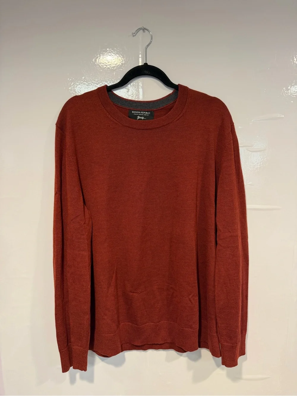 Banana Republic Men's Crewneck Sweater - Rust made with Italian Merino Wool